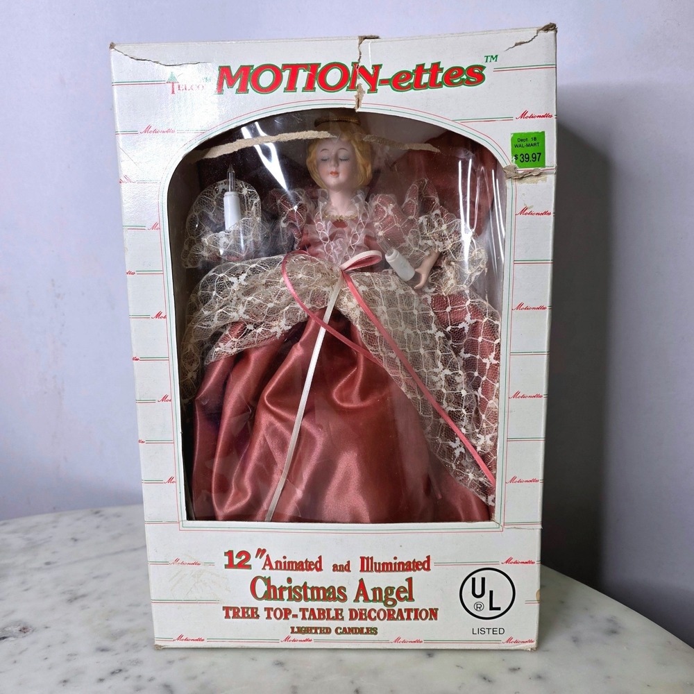 Telco Motion-ettes 12" Animated Light Christmas Angel Tree Topper 87 Box  Copper